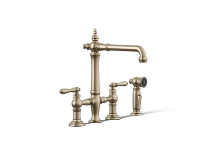 Kohler - Artifacts Three-Hole Bridge Kitchen Sink Faucet With Side Sprayer