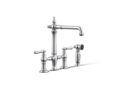 Kohler - Artifacts Three-Hole Bridge Kitchen Sink Faucet With Side Sprayer