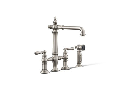Kohler - Artifacts Three-Hole Bridge Kitchen Sink Faucet With Side Sprayer