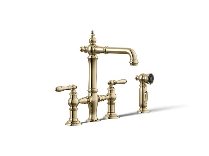 Kohler - Artifacts Three-Hole Bridge Bar Sink Faucet With Side Sprayer