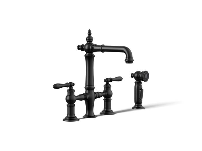 Kohler - Artifacts Three-Hole Bridge Bar Sink Faucet With Side Sprayer