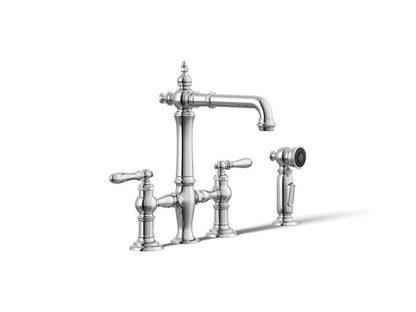 Kohler - Artifacts Three-Hole Bridge Bar Sink Faucet With Side Sprayer