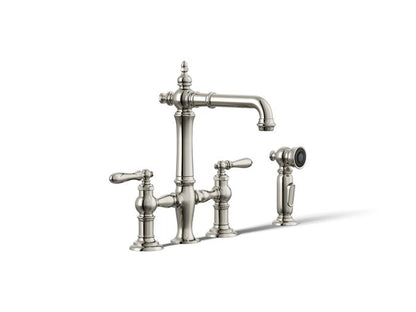 Kohler - Artifacts Three-Hole Bridge Bar Sink Faucet With Side Sprayer