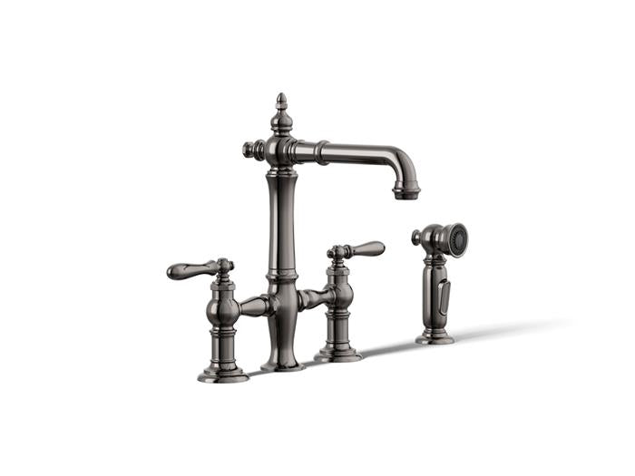 Kohler - Artifacts Three-Hole Bridge Bar Sink Faucet With Side Sprayer