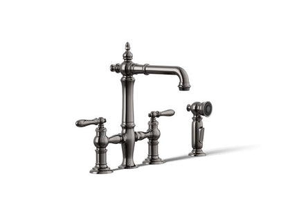 Kohler - Artifacts Three-Hole Bridge Bar Sink Faucet With Side Sprayer