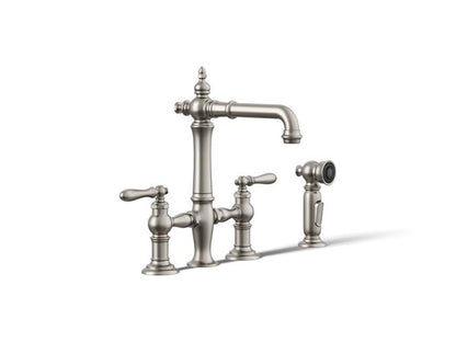 Kohler - Artifacts Three-Hole Bridge Bar Sink Faucet With Side Sprayer