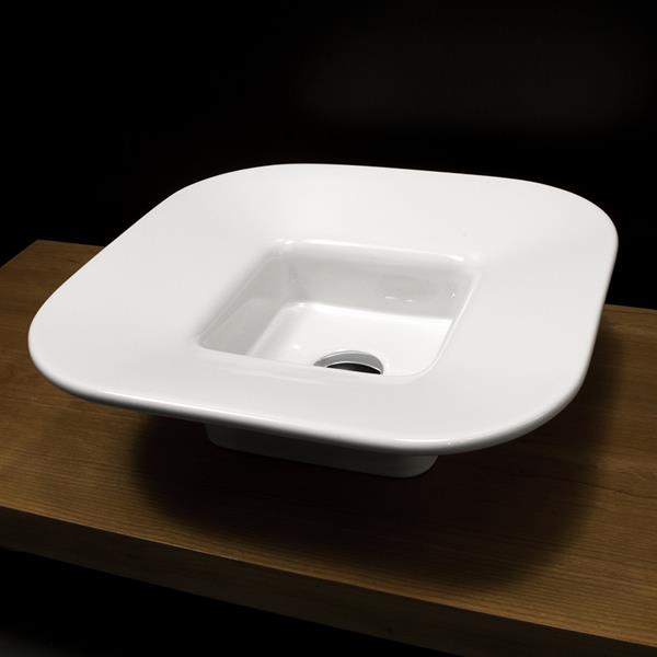Lacava - Nove Vessel Porcelain Bathroom Sink Without An Overflow. Glazed Exterior.19 3/4 Inch X 19 3/4 Inch, 6 1/8 InchH