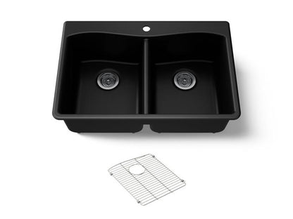 Kohler - Kennon 33 Inch Top-/Undermount Double-Bowl Kitchen Sink