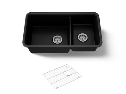 Kohler - Cairn 33-1/2 Inch Undermount Offset Double-Bowl Kitchen Sink
