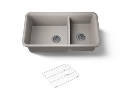 Kohler - Cairn 33-1/2 Inch Undermount Offset Double-Bowl Kitchen Sink
