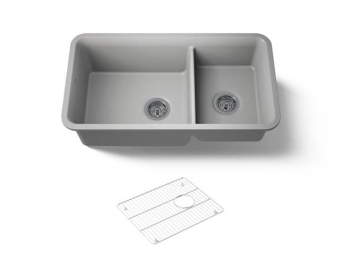 Kohler - Cairn 33-1/2 Inch Undermount Offset Double-Bowl Kitchen Sink
