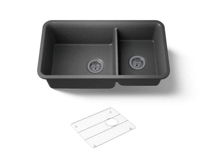 Kohler - Cairn 33-1/2 Inch Undermount Offset Double-Bowl Kitchen Sink
