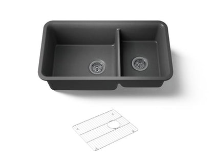 Kohler - Cairn 33-1/2 Inch Undermount Offset Double-Bowl Kitchen Sink