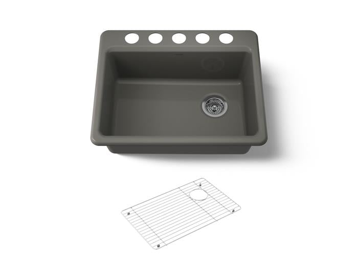 Kohler - Riverby 27 Inch Undermount Single-Bowl Workstation Kitchen Sink - 5 Hole