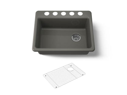 Kohler - Riverby 27 Inch Undermount Single-Bowl Workstation Kitchen Sink - 5 Hole