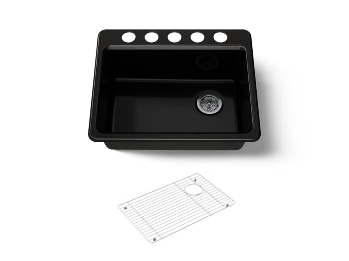 Kohler - Riverby 27 Inch Undermount Single-Bowl Workstation Kitchen Sink - 5 Hole
