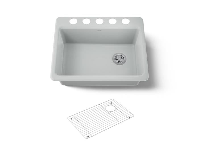 Kohler - Riverby 27 Inch Undermount Single-Bowl Workstation Kitchen Sink - 5 Hole