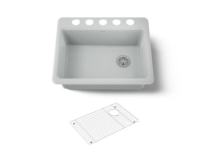 Kohler - Riverby 27 Inch Undermount Single-Bowl Workstation Kitchen Sink - 5 Hole