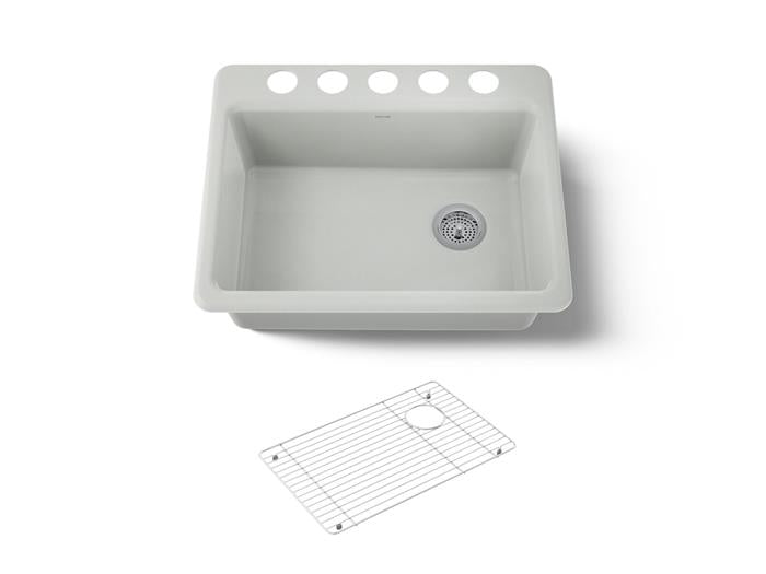 Kohler - Riverby 27 Inch Undermount Single-Bowl Workstation Kitchen Sink - 5 Hole