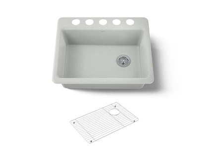 Kohler - Riverby 27 Inch Undermount Single-Bowl Workstation Kitchen Sink - 5 Hole