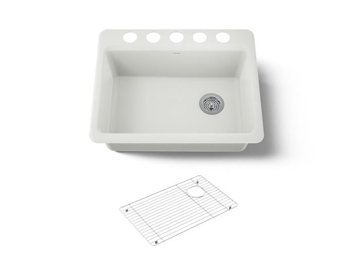 Kohler - Riverby 27 Inch Undermount Single-Bowl Workstation Kitchen Sink - 5 Hole