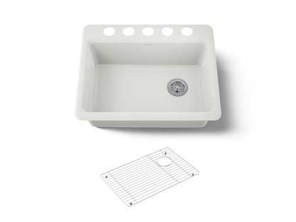 Kohler - Riverby 27 Inch Undermount Single-Bowl Workstation Kitchen Sink - 5 Hole