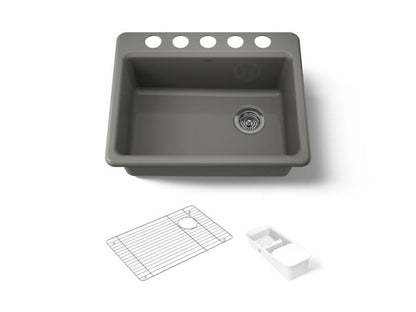Kohler - Riverby 27 Inch Undermount Single-Bowl Workstation Kitchen Sink - 5 Hole