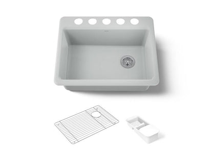 Kohler - Riverby 27 Inch Undermount Single-Bowl Workstation Kitchen Sink - 5 Hole
