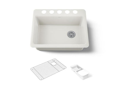 Kohler - Riverby 27 Inch Undermount Single-Bowl Workstation Kitchen Sink - 5 Hole