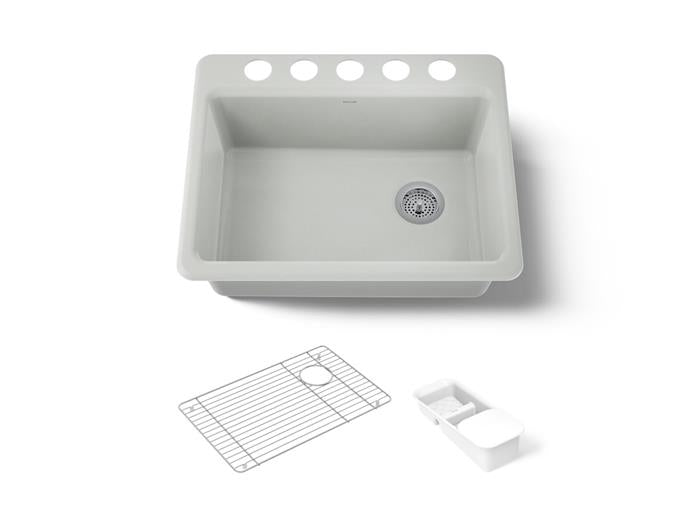 Kohler - Riverby 27 Inch Undermount Single-Bowl Workstation Kitchen Sink - 5 Hole