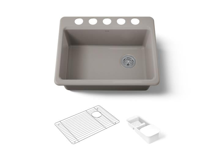 Kohler - Riverby 27 Inch Undermount Single-Bowl Workstation Kitchen Sink - 5 Hole