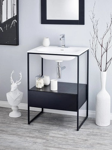 Cheviot - Frame Console Sink, White/Black, Single Hole Drilling