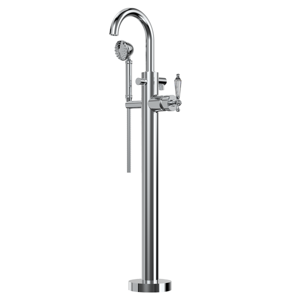 Santec - Klassica Crystal Trim - Floor Mount Tub Filler With Hand Shower