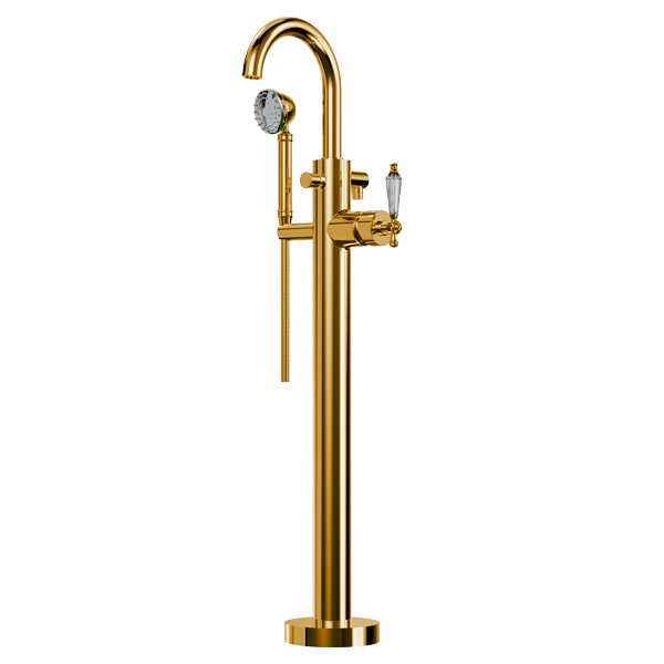 Santec - Klassica Crystal Trim - Floor Mount Tub Filler With Hand Shower