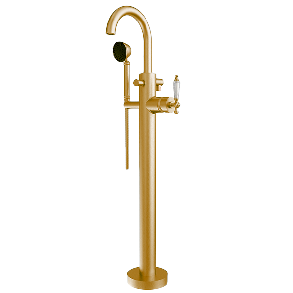Santec - Klassica Crystal Trim - Floor Mount Tub Filler With Hand Shower