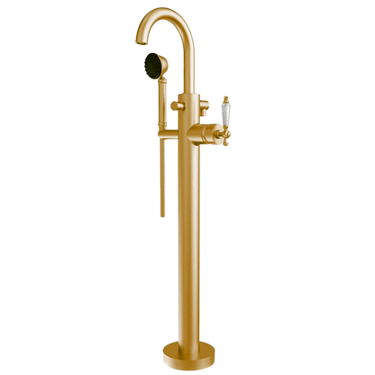 Santec - Klassica Crystal Trim - Floor Mount Tub Filler With Hand Shower