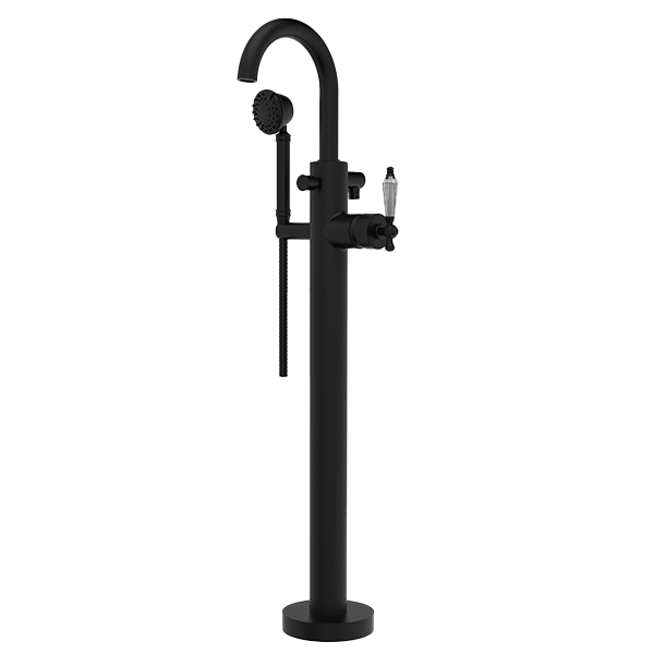 Santec - Klassica Crystal Trim - Floor Mount Tub Filler With Hand Shower