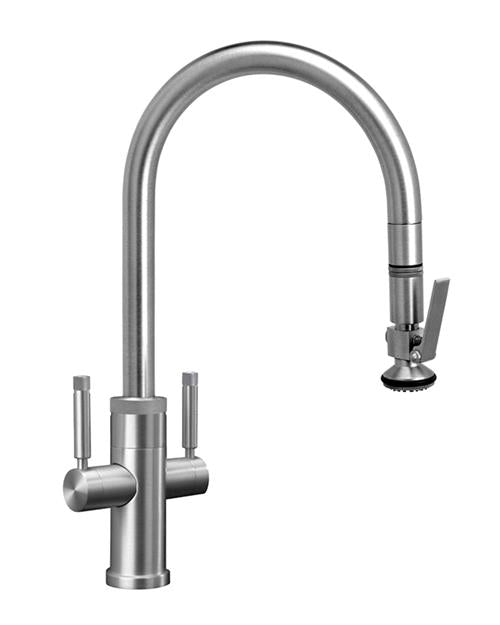 Waterstone - Industrial 2 Handle Pull-Down Kitchen Faucet, Lever Spray, Lever Handle