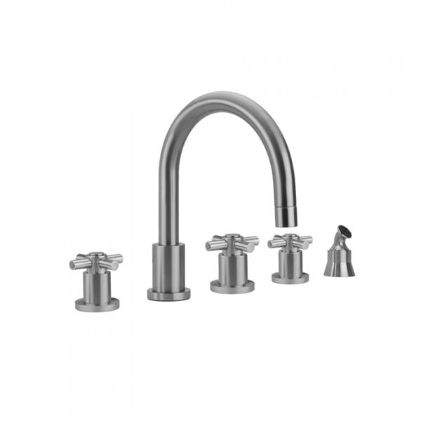 Jaclo - Contempo Roman Tub Set with Contempo High Cross Handles and Angled Handshower