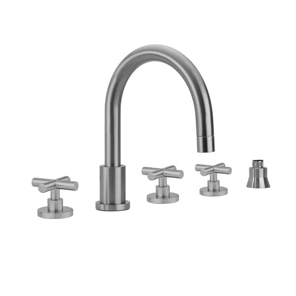 Jaclo - Contempo Roman Tub Set with Hub Base Cross Handles and Straight Handshower Holder
