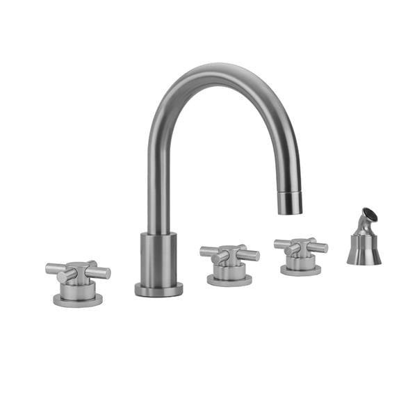 Jaclo - Contempo Roman Tub Set with Low Contempo Cross Handles and Angled Handshower Holder