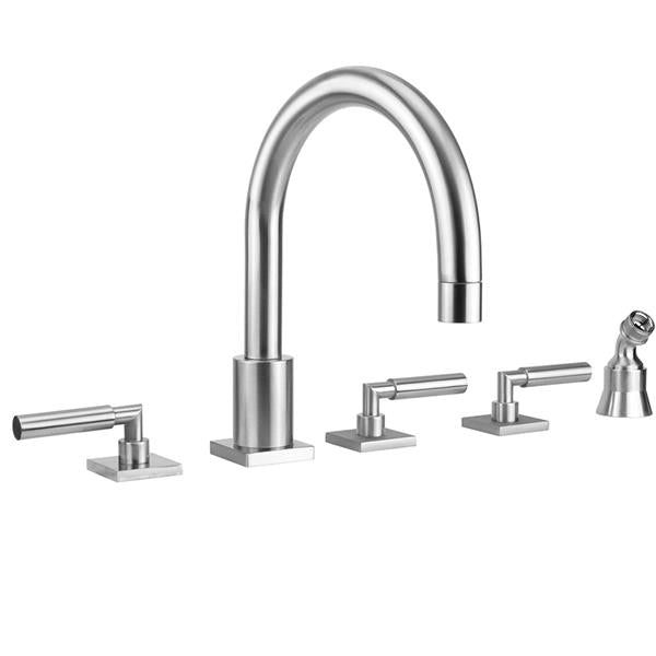 Jaclo - Contempo Uptown Roman Tub Set with Hub Base Lever Handles - Square Escutcheons and Angled Handshower Holder