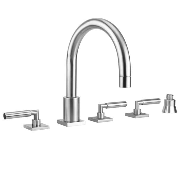 Jaclo - Contempo Uptown Roman Tub Set with Hub Base Lever Handles - Square Escutcheons and Straight Handshower Holder