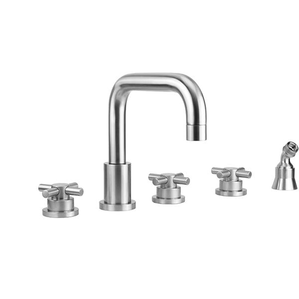 Jaclo - Contempo Downtown Roman Tub Set with Low Contempo Cross Handles and Angled Handshower Holder