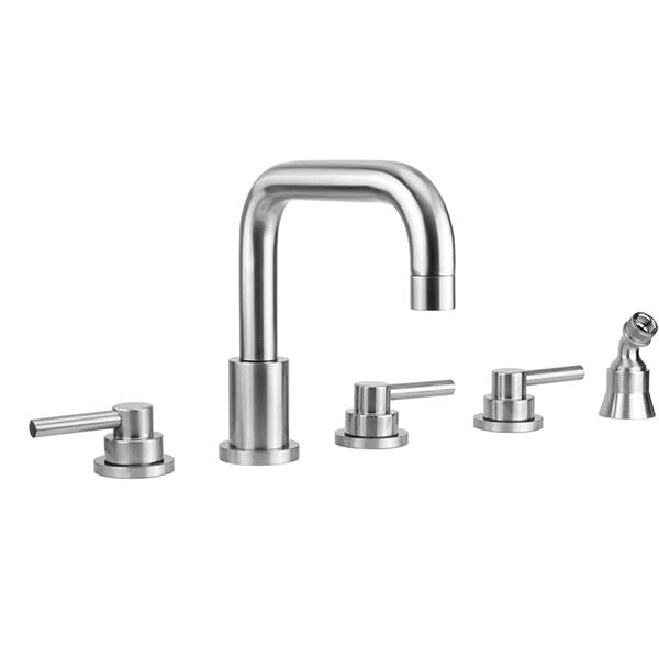 Jaclo - Contempo Downtown Roman Tub Set with Low Contempo Lever Handles and Angled Handshower Holder