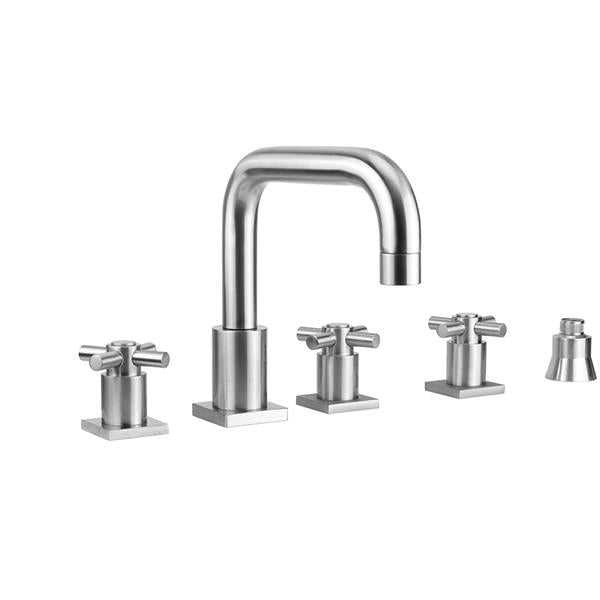 Jaclo - Contempo Downtown Roman Tub Set with Contempo Cross Handles - Square Esctucheons and Straight Handshower Holder