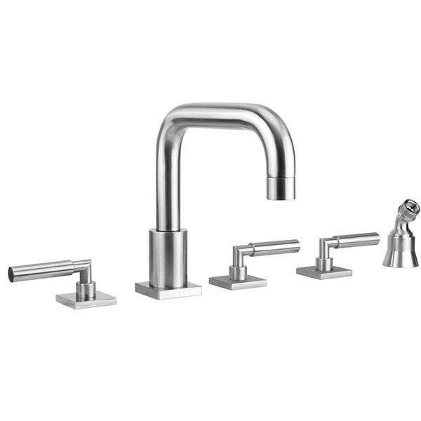 Jaclo - Contempo Downtown Roman Tub Set with Hub Base Lever Handles - Square Escutcheons and Angled Handshower Holder