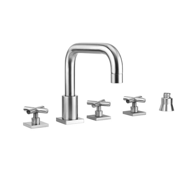 Jaclo - Contempo Downtown Roman Tub Set with Hub Base Cross Handles - Square Escutcheons and Straight Handshower Holder