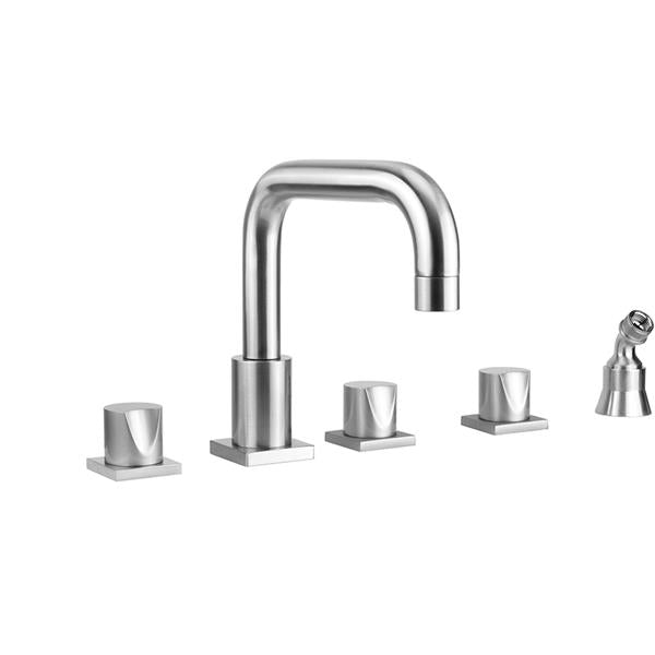 Jaclo - Contempo Downtown Roman Tub Set with Thumb Handles - Square Escutcheons and Angled Handshower Holder