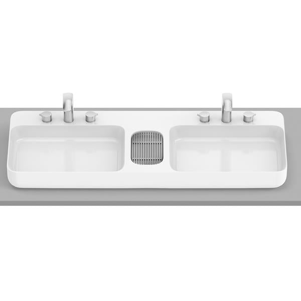 Roca Bath - Infinity Double-Bowl Vessel Sink 43 Inch